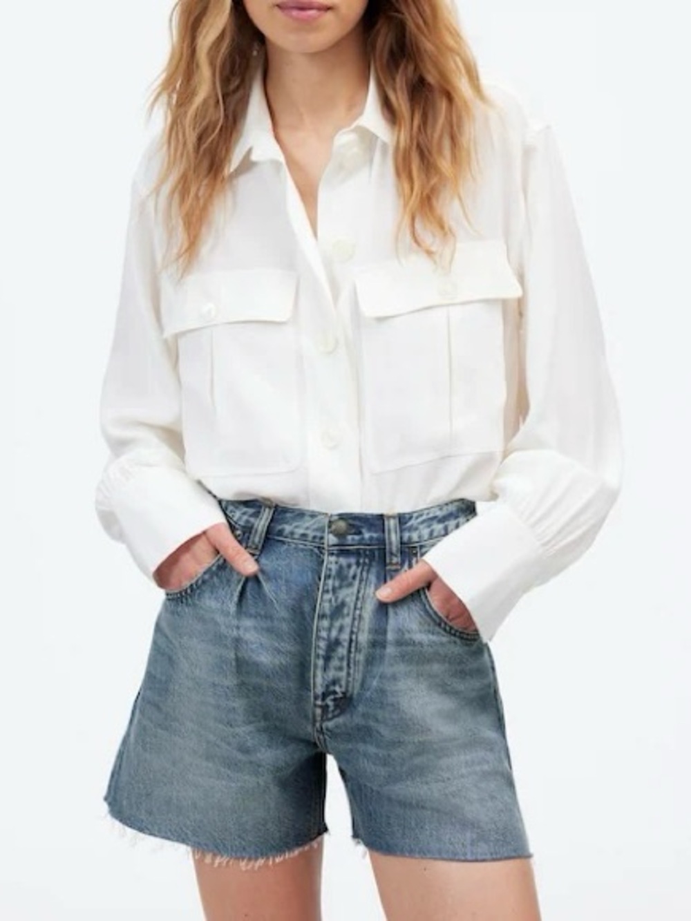 Madewell Pleated Low Slung Denim Shorts Billings Wash Size 33